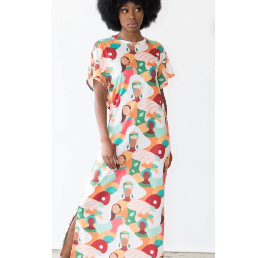 Izzy & Liv Her Future Is Bright Ethnic Print Soft Jersey Knit Maxi Dress Medium